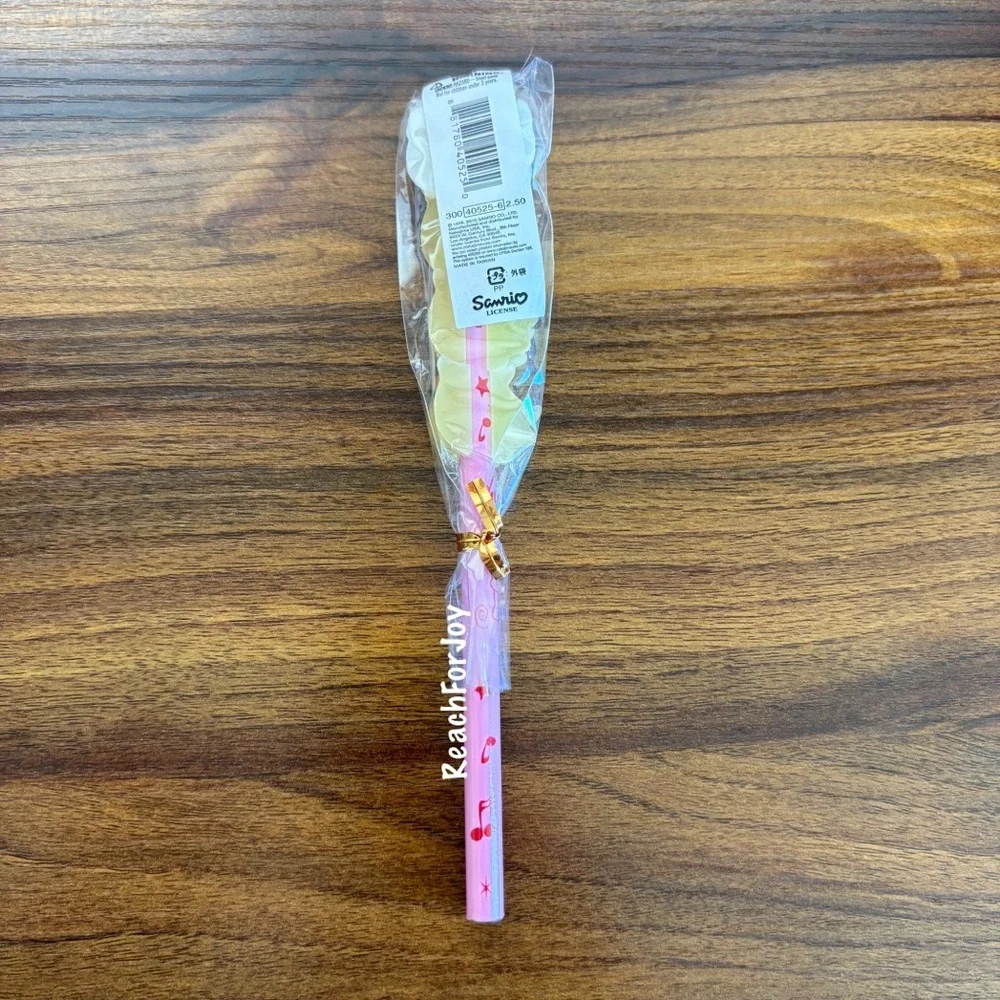 Hello Kitty Sanrio Pencil 2010 Wood #2 Pencil Banana Erasers Pink Red Music Note